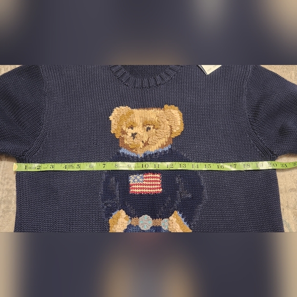Polo Ralph Lauren 3D Bear Flag Crewneck Sweater. Size Med. Navy. RARE. NEW - Picture 7 of 8